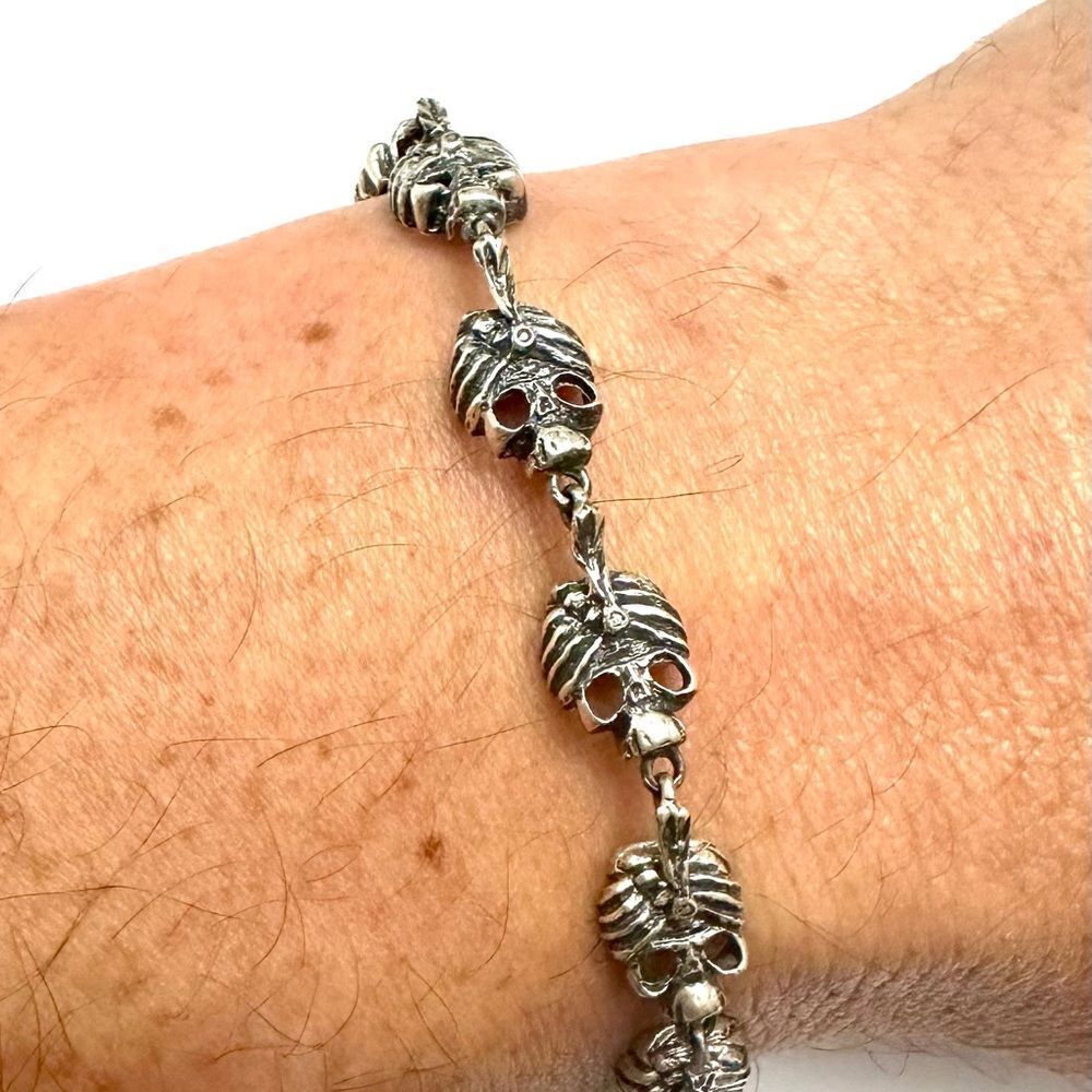 Skull Bracelet 925 Silver 7 Inch Vintag